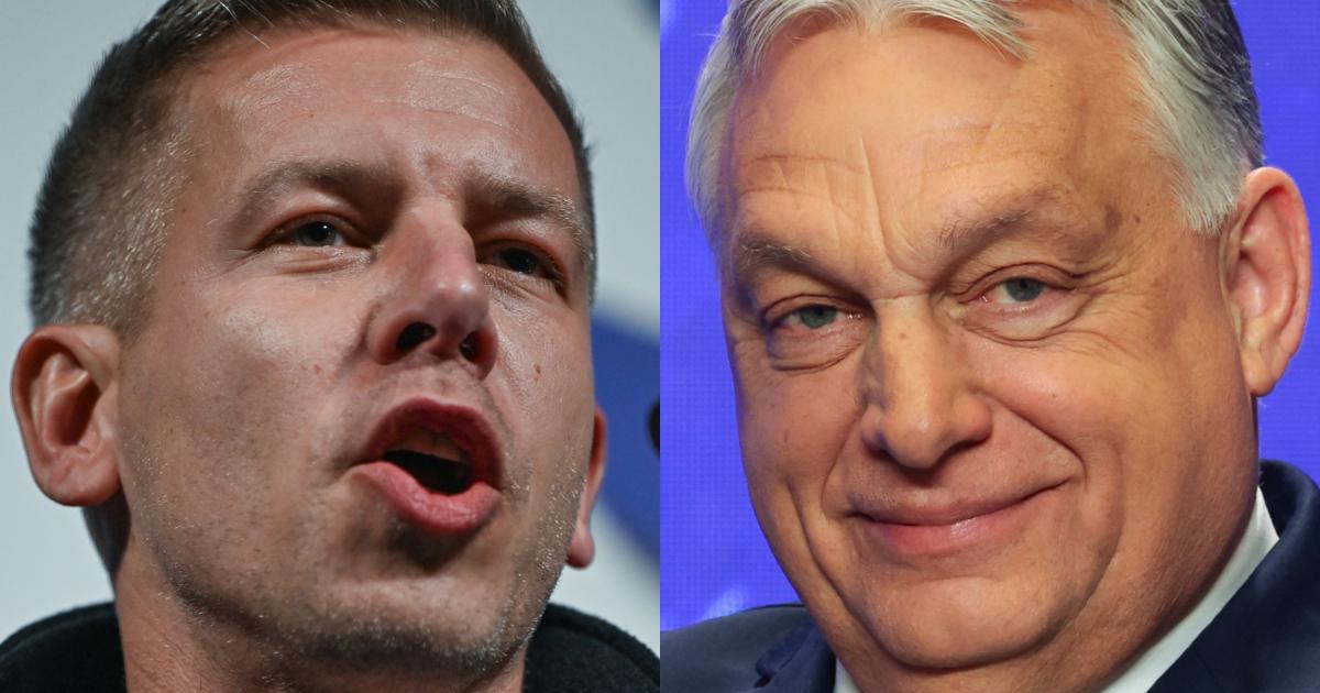 El eurodiputado y líder del partido Tisza, Peter Magyar, y el primer ministro de Hungría y aspirante por Fidesz, Viktor Orban, en sendas imágenes de campaña.