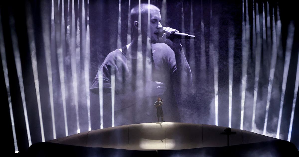 Justin Bieber en su actuación en Coachella este 11 de abril.