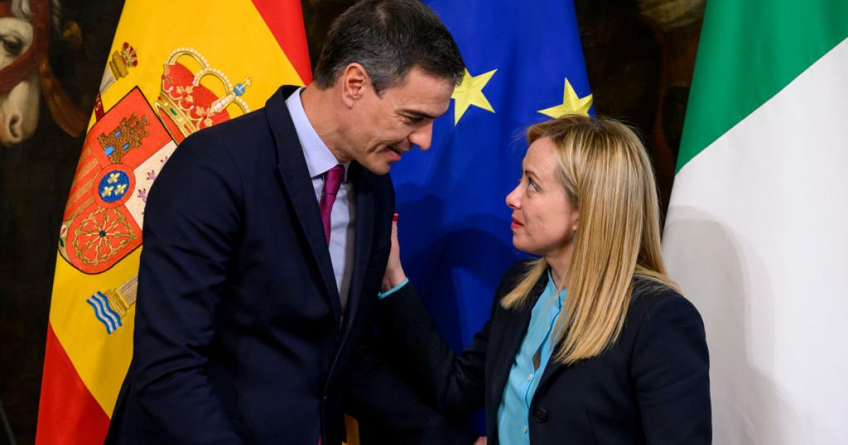 Pedro Sánchez y Giorgia Meloni, en una reunión en Roma