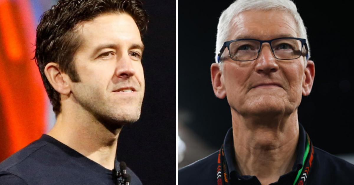 Fotomontaje de John Ternus y Tim Cook. El futuro y el presente de Apple.