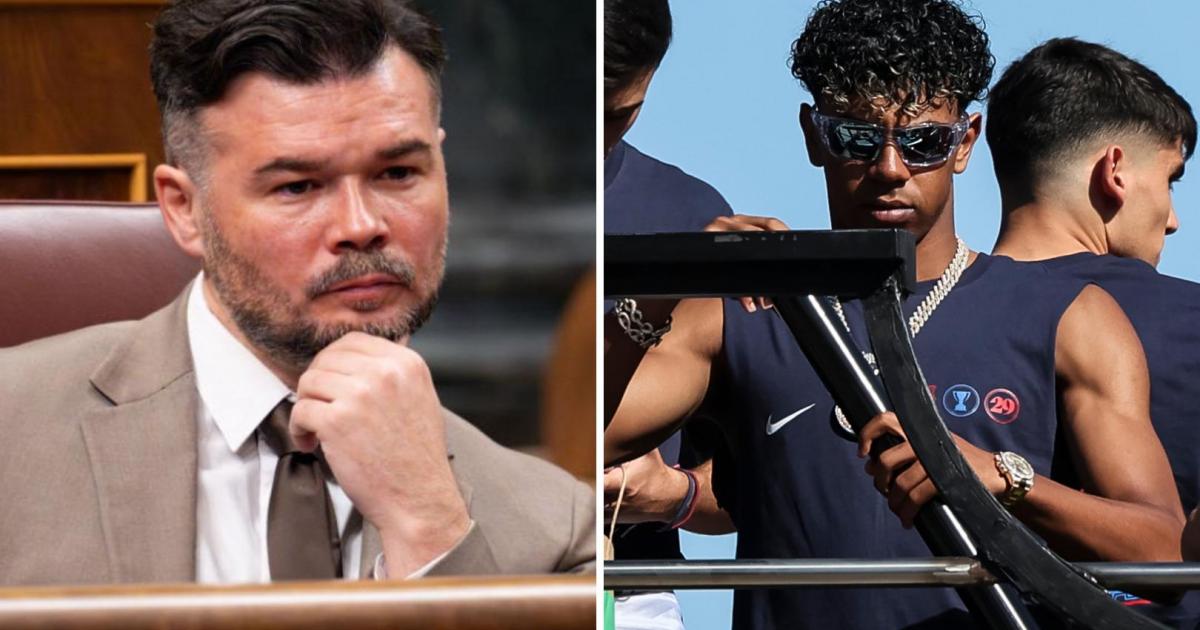 Fotomontaje de Gabriel Rufián y Lamine Yamal.