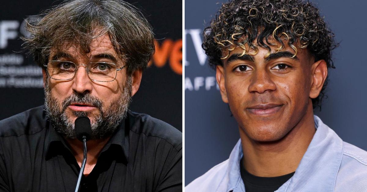 El periodista, Jordi Évole, y el futbolista Lamine Yamal.