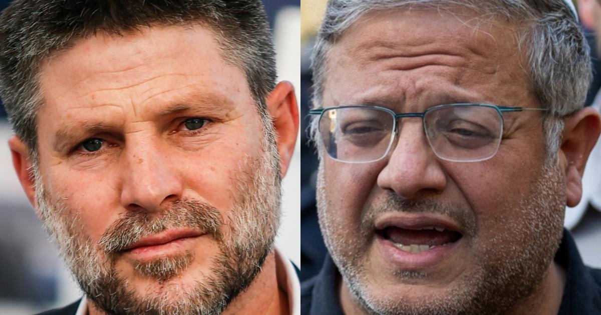El ministro de Finanzas de Israel, Bezalel Smotrich, y el de Seguridad Nacional,  Itamar Ben-Gvir, en sendas imágenes de archivo.