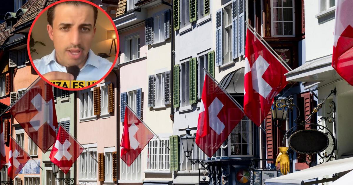 Fotomontaje de Suiza y el influencer @SuizaEnEspañol.