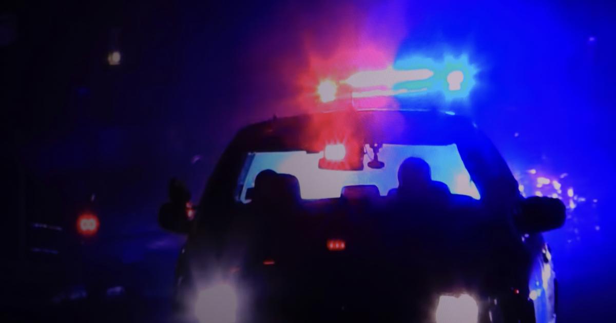 Ilustración de un coche de policía, con las sirenas puestas.