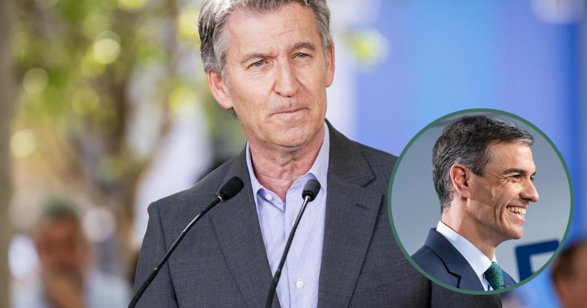 Imagen de archivo del líder del PP, Alberto Núñez Feijóo, y el presidente del Gobierno, Pedro Sánchez, en un detalle en el círculo.