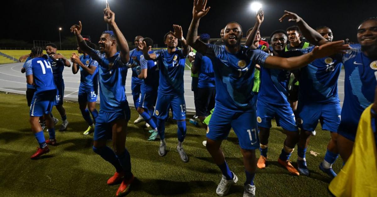 WILLEMSTAD - Curacao players celebrate the victory during the World Cup qualifying Concacaf match between Curacao and Barbados at the Ergilio Hato stadium on June 5, 2024 (local time) in Willemstad, Curacao. ANP | Hollandse Hoogte | GERRIT VAN COLOGNE (Photo by ANP via Getty Images)