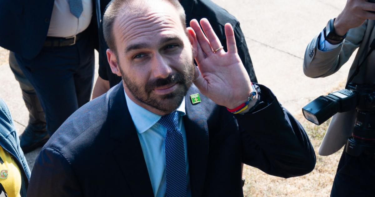 El entonces diputado Eduardo Bolsonaro, hijo del expresidente de Brasil, en el Palacio de la Alvorada, el 7 de septiembre de 2021, en Brasilia.