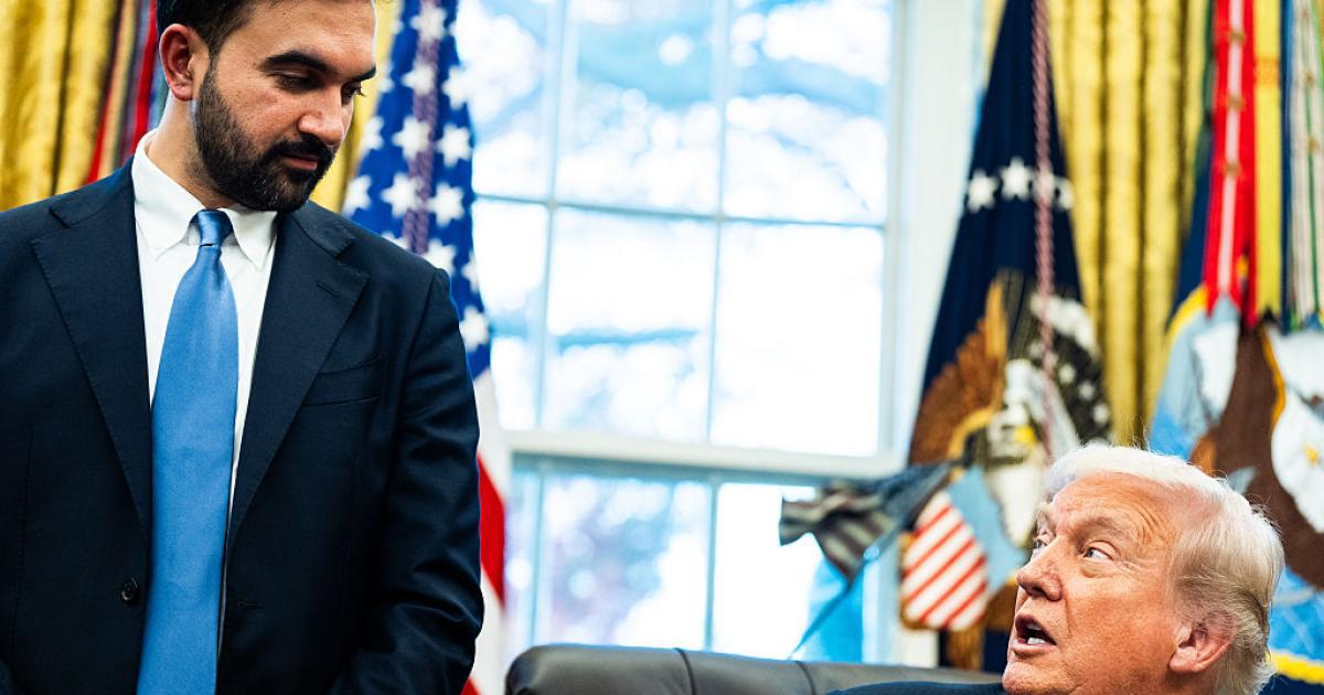 WASHINGTON, DC  November 21: US President Donald Trump during a meeting with Mayor-Elect of New York City Zohran Mamdani in the Oval Office of the White House on Friday November 21, 2025. (Photo by Demetrius Freeman/The Washington Post via Getty Images)