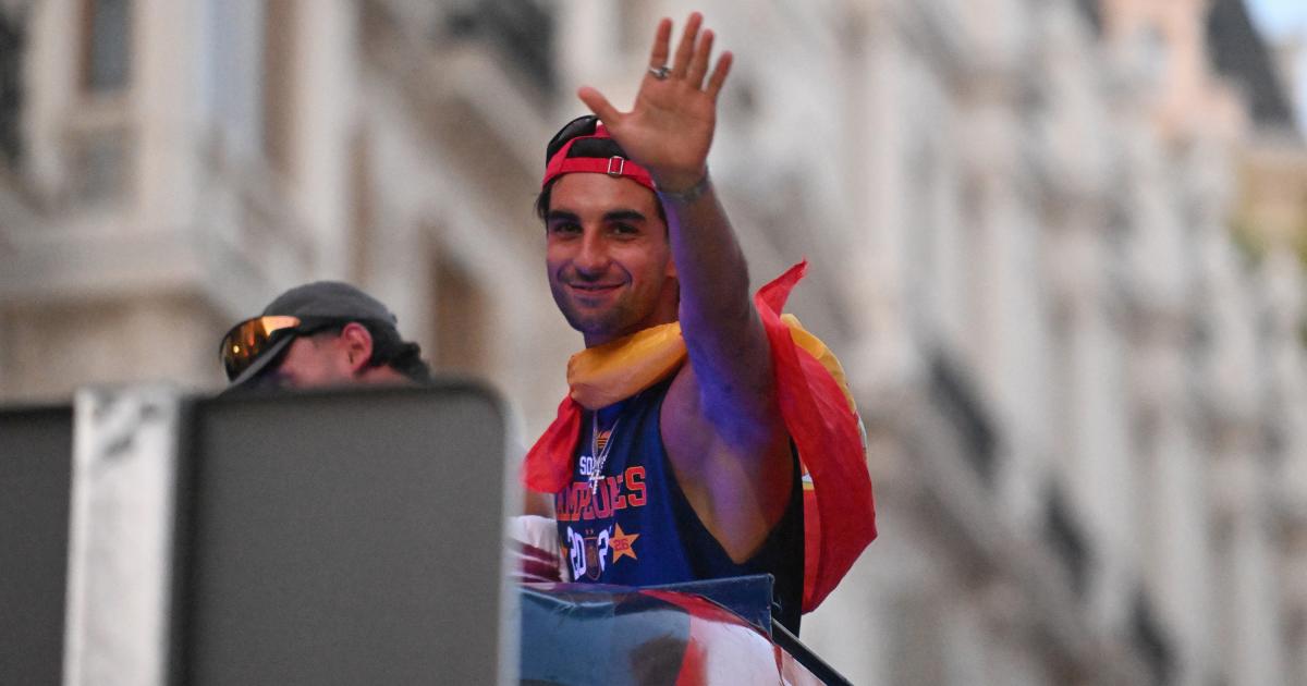 El futbolista Ferrán Torres en la celebración con España.