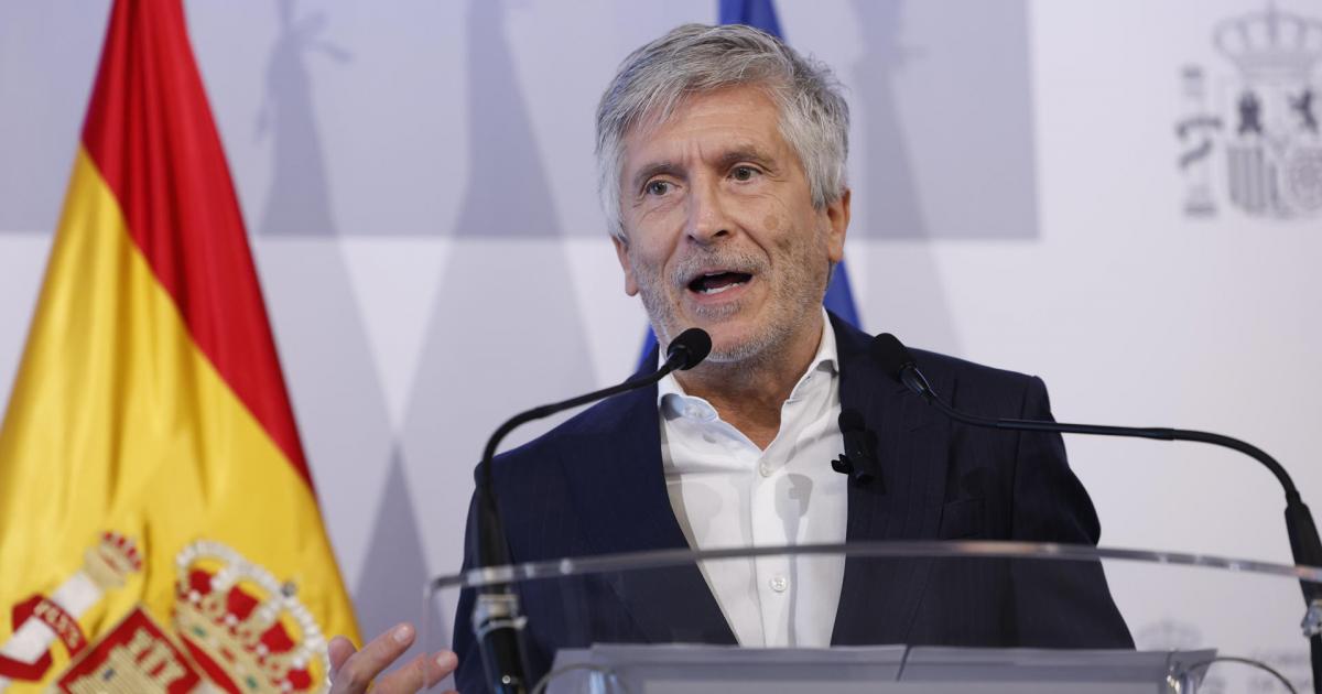 El ministro del Interior, Fernando Grande-Marlaska, durante su rueda de prensa de este martes