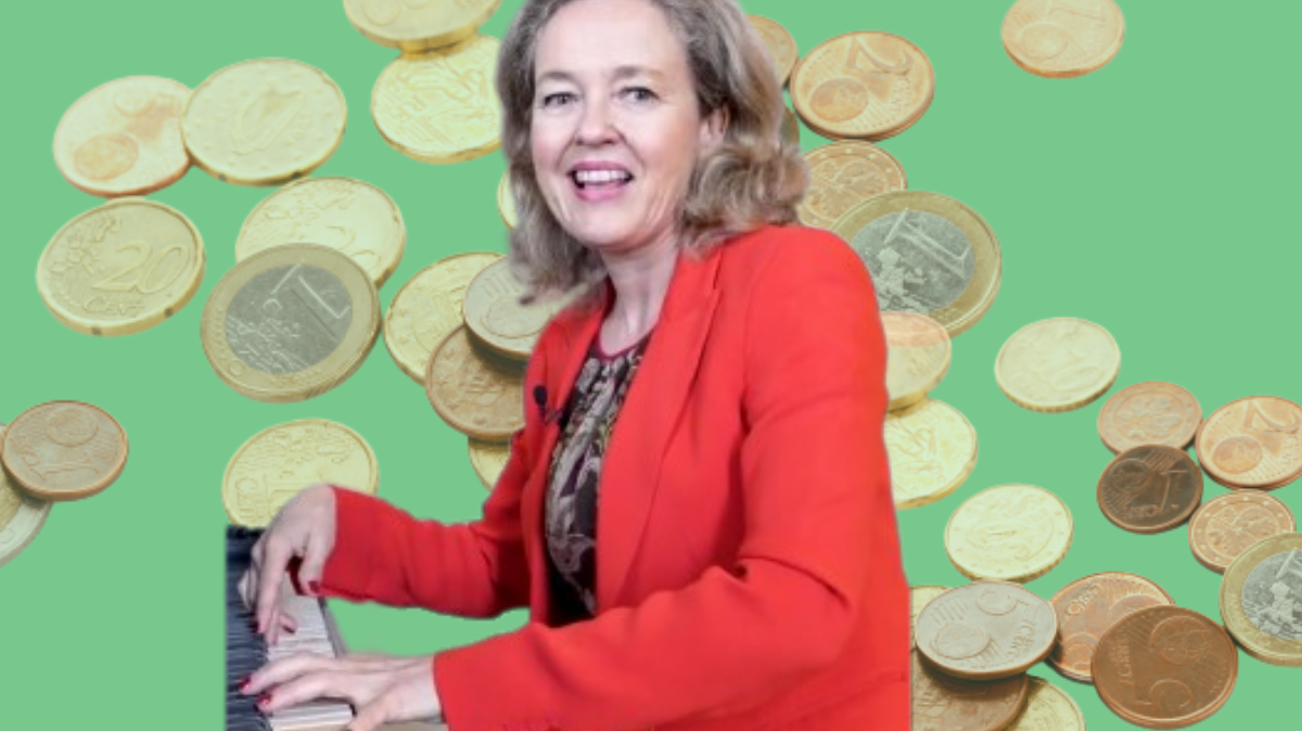 Montaje de Nadia Calviño.
