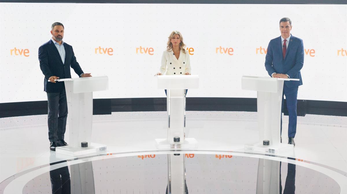 Abascal, Díaz y Sánchez, en el plató de RTVE