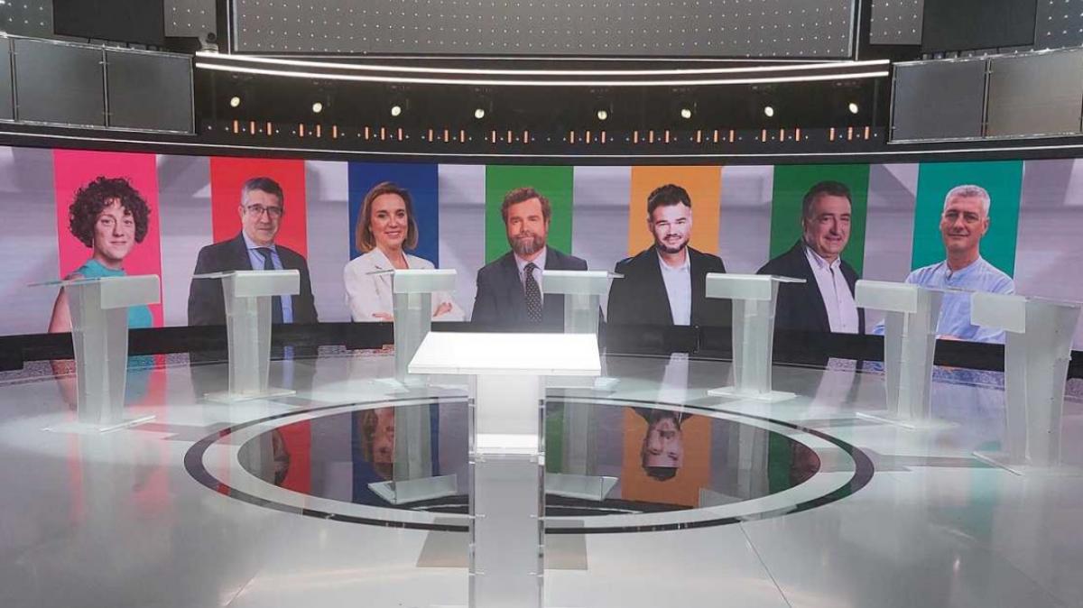 Estudio del debate a siete que organiza este jueves RTVE