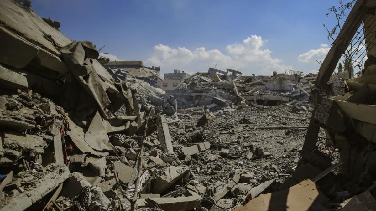 Escombros donde había edificios en un punto de Gaza