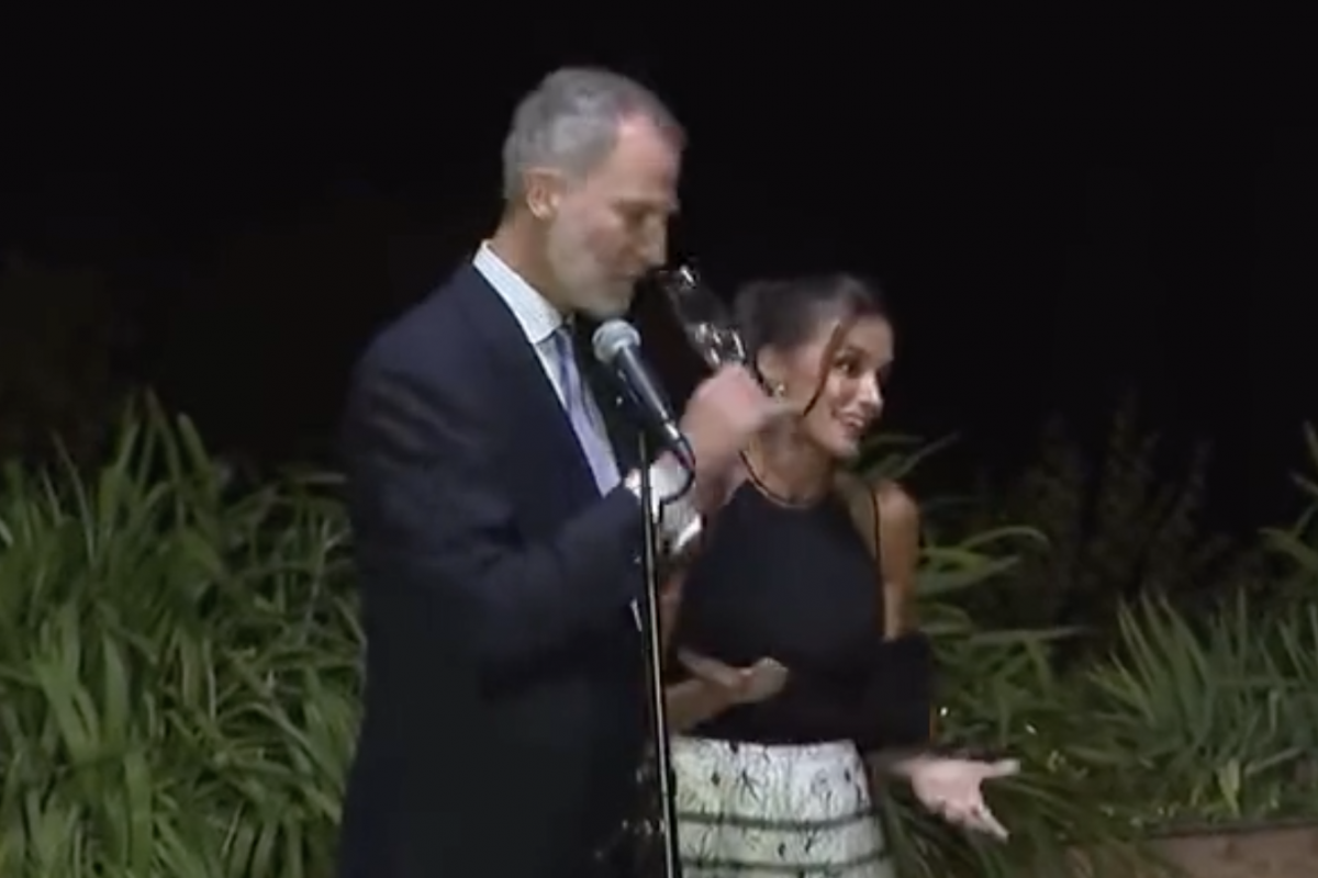 Los reyes Felipe y Letizia, en un brindis en la cumbre de Granada.