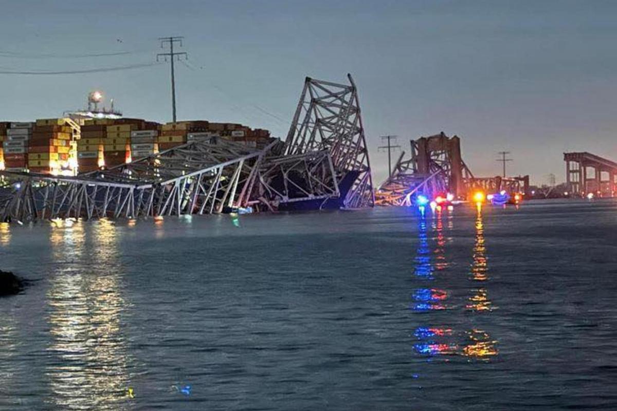 Otra vista de la infraestructura en Maryland (EEUU) tras sufrir el colapso.