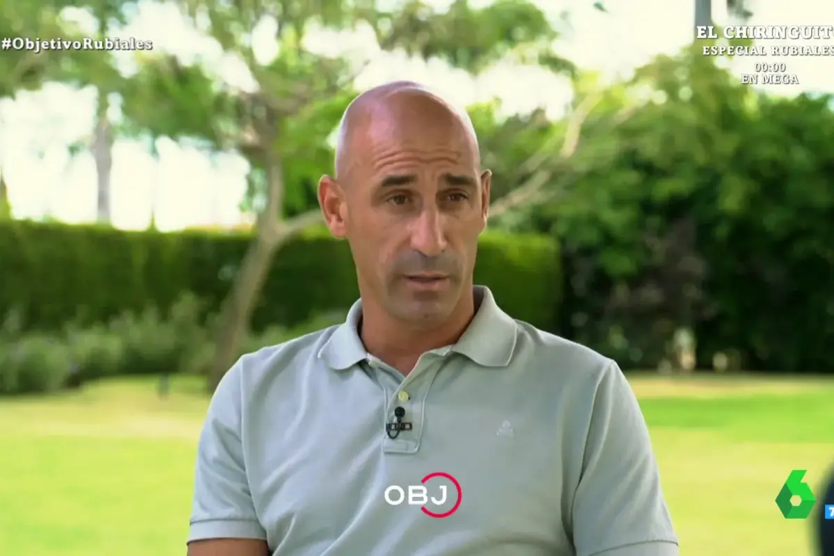 El expresidente de la RFEF, Luis Rubiales, durante la entrevista de 'El Objetivo'