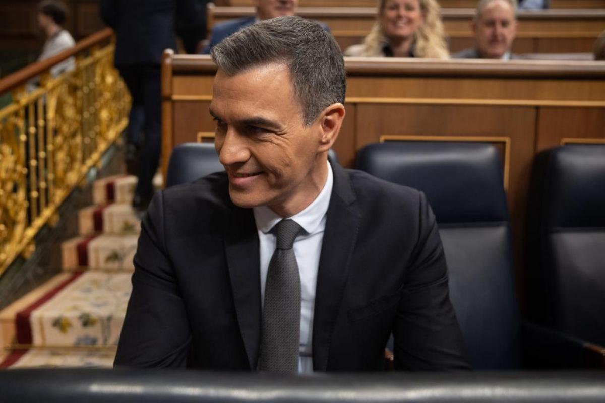 El presidente del Gobierno, Pedro Sánchez, durante una sesión de control en el Congreso.