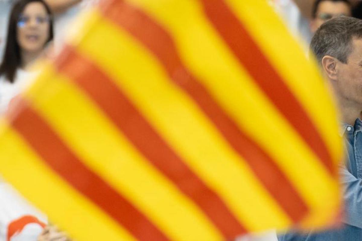 El presidente del Gobierno, Pedro Sánchez, en un mitin de la campaña electoral en Cataluña.