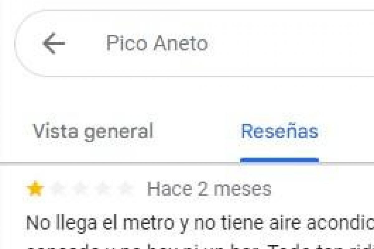 La reseña del pico Aneto publicada en Google Maps.