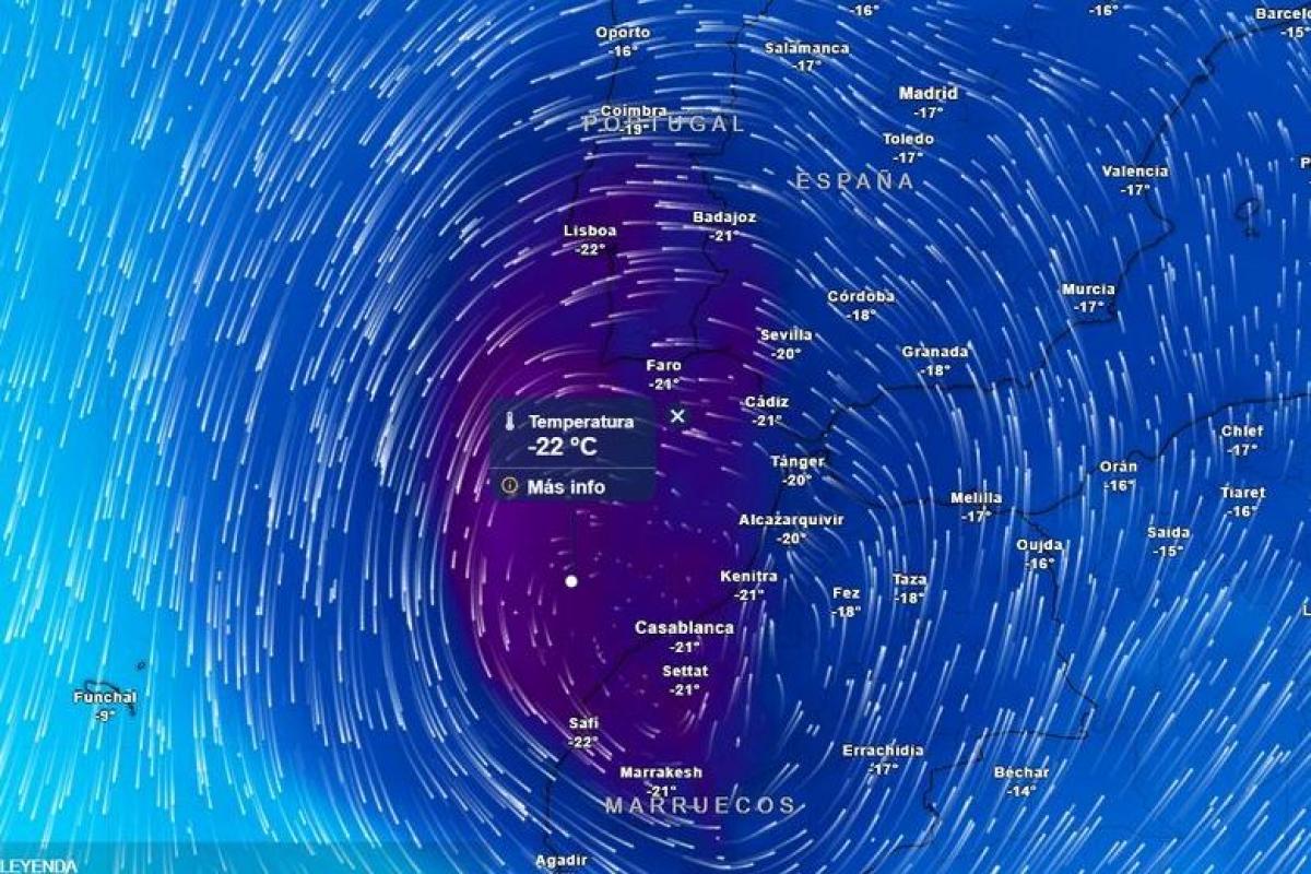 La actual DANA, sobre el golfo de Cádiz