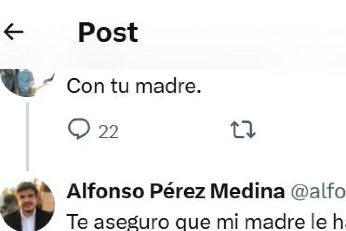 La respuesta de Alfonso Pérez Medina a un usuario en X.