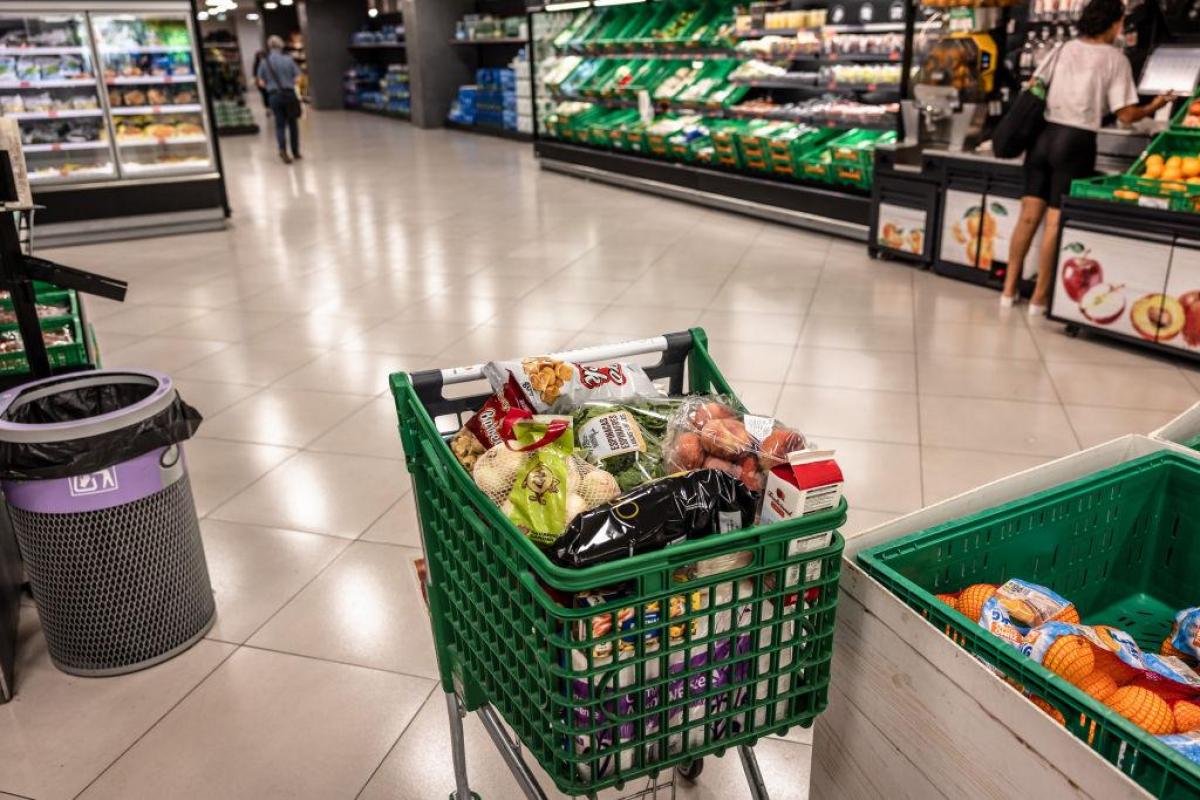 Un carro del Mercadona, lleno