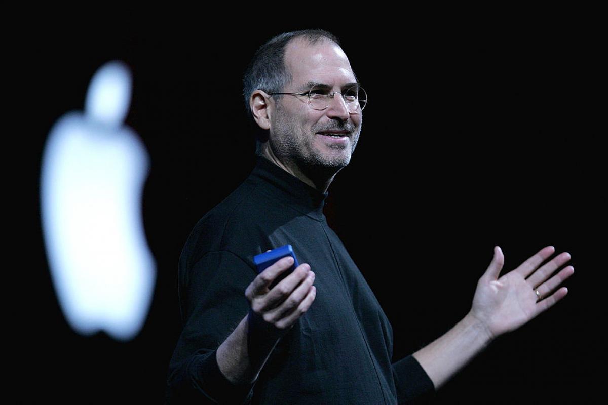 Steve Jobs en una keynote de Apple en 2005