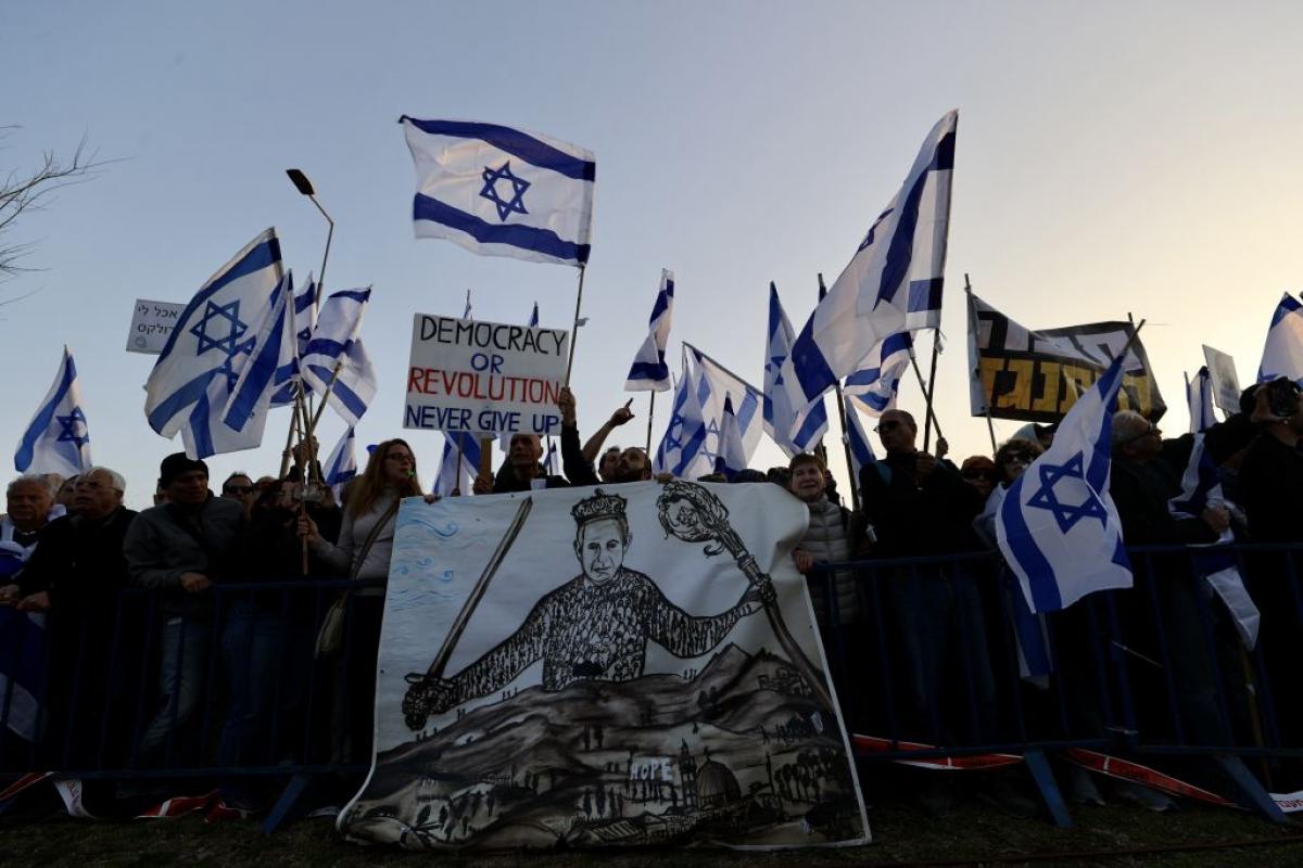 Protesta en Jerusalén contra la reforma judicial del Gobierno de Netanyahu.