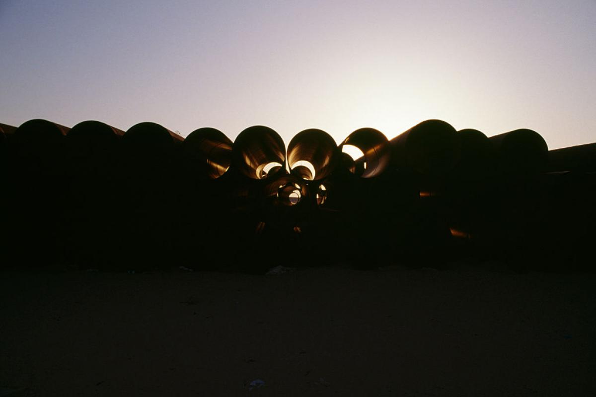 Tuberías de gasoducto en el desierto del Sahara, en territorio de Argelia.