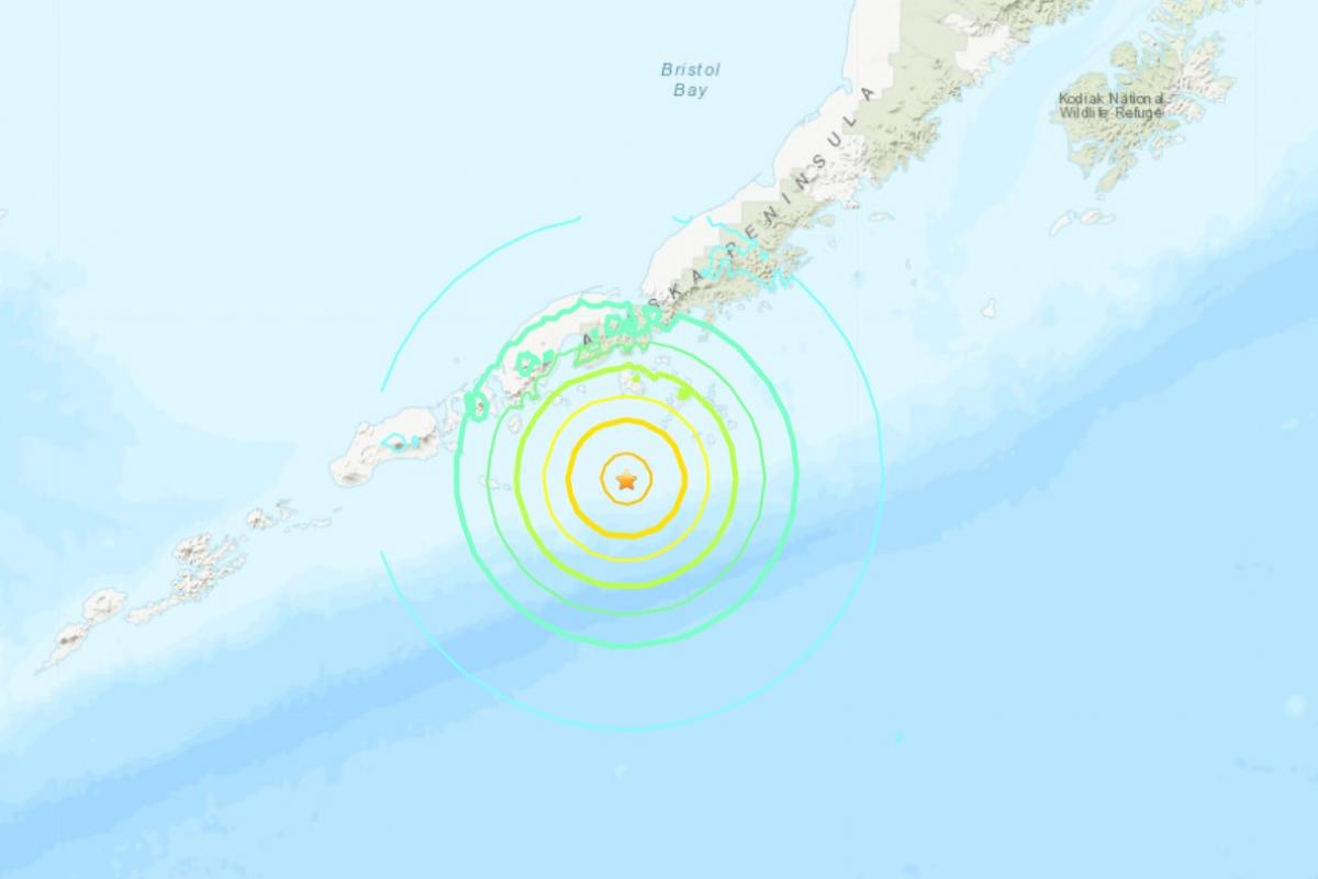 Lugar del terremoto en la península de Alaska