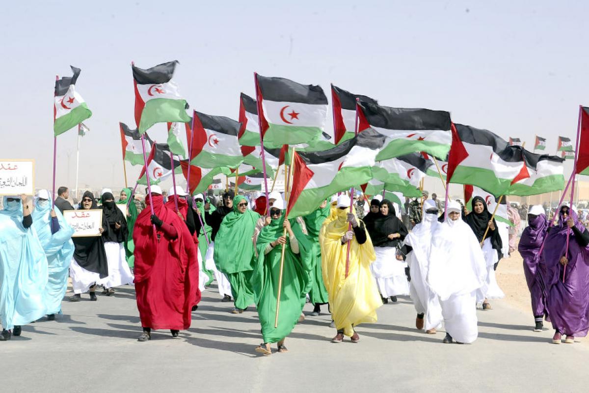 Protesta del Frente Polisario en el campo de refugiados de Tindouf (Argelia).