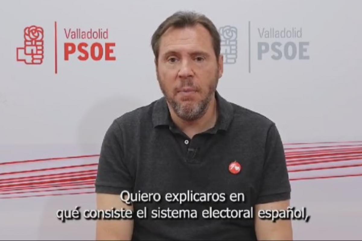 Vídeo de Óscar Puente explicando el reparto de escaños