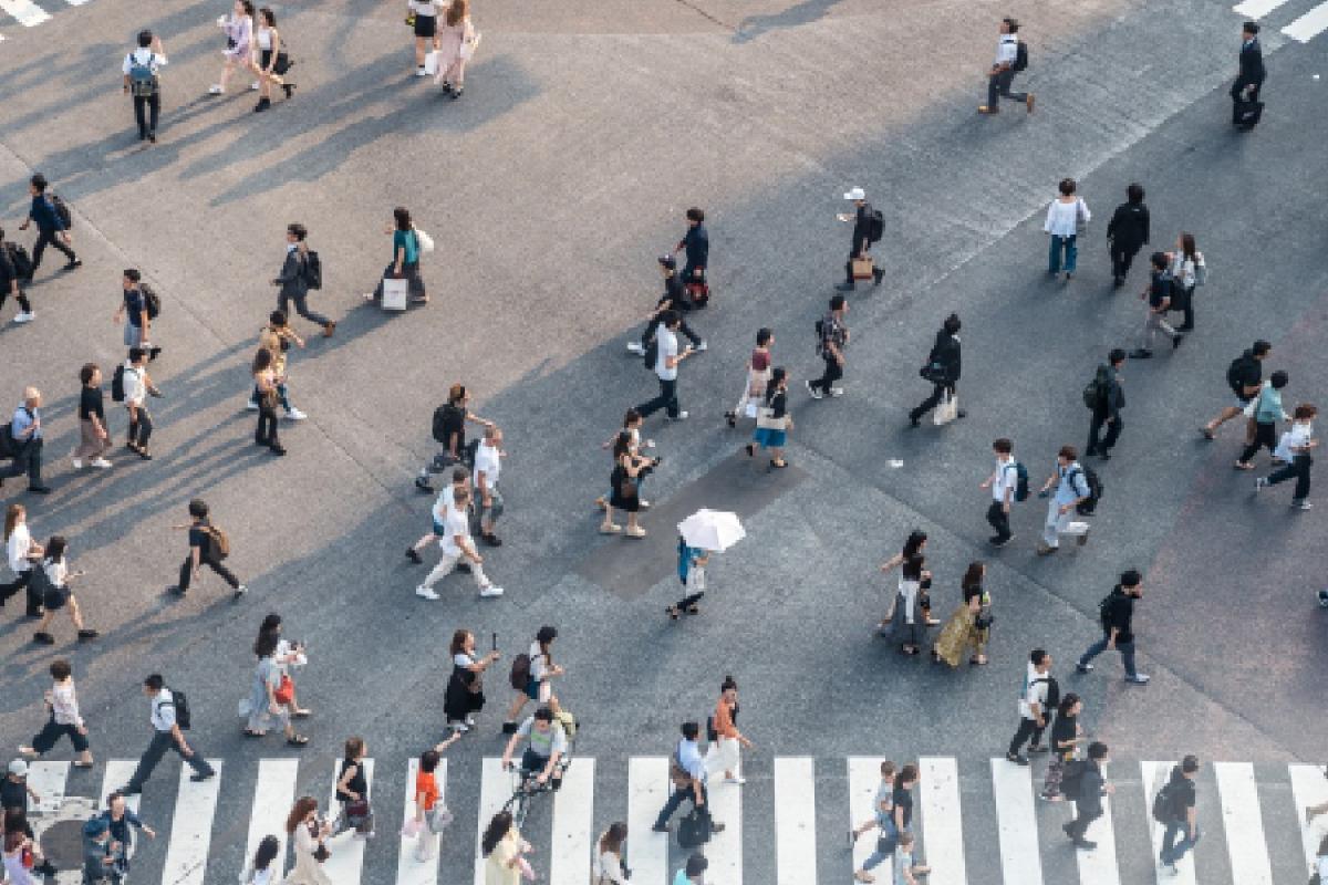 Vista aérea del cruce de Shibuya en Japón