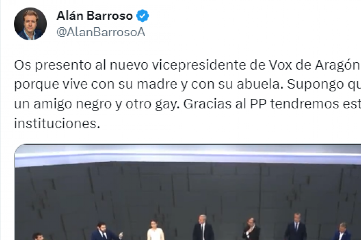 Captura de pantalla del tuit de Alan Barroso.