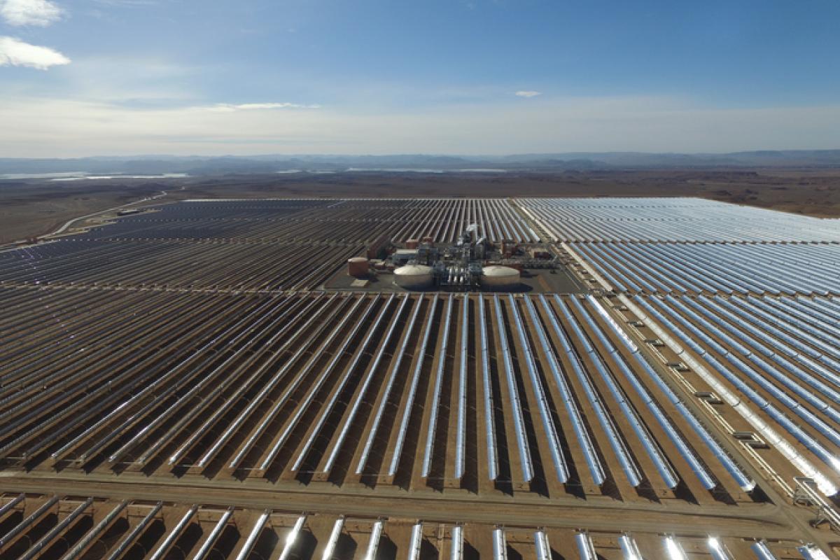 Planta solar de Ouarzazate, también conocida como estación energética de Noor en Marruecos.