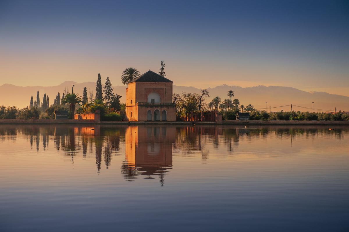 Jardines de Menara, situados a las puertas del Atlas, en el oeste de Marrakech.