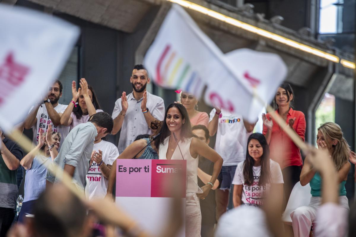 Tesh Sidi durante el acto de campaña de Sumar para las elecciones generales en Madrid el 13 de julio de 2023
