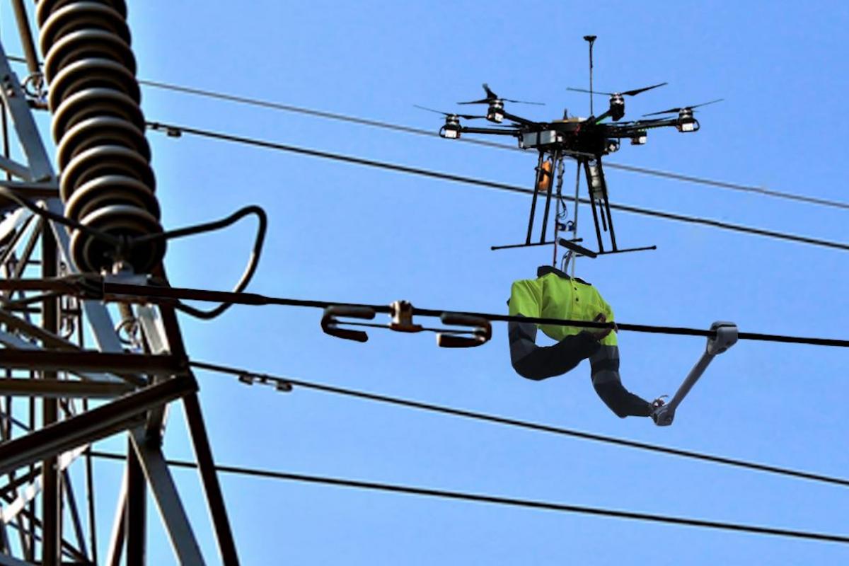 El drone que reduce los riesgos de los trabajadores de las líneas de alta tensión.