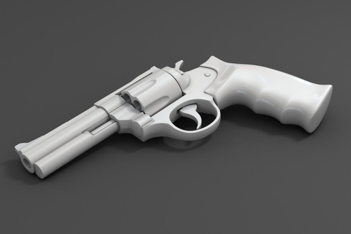 Ilustración de un revólver elaborado mediante una impresa 3D.