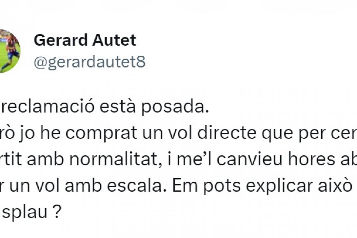 El mensaje publicado en Twitter por Gerard Autet