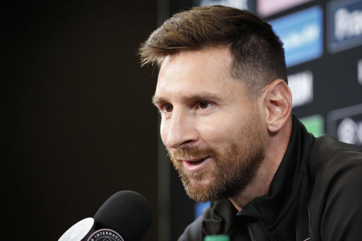 Lionel Messi durante la rueda de prensa en la que ha hablado sobre su llegada al Inter de Miami.