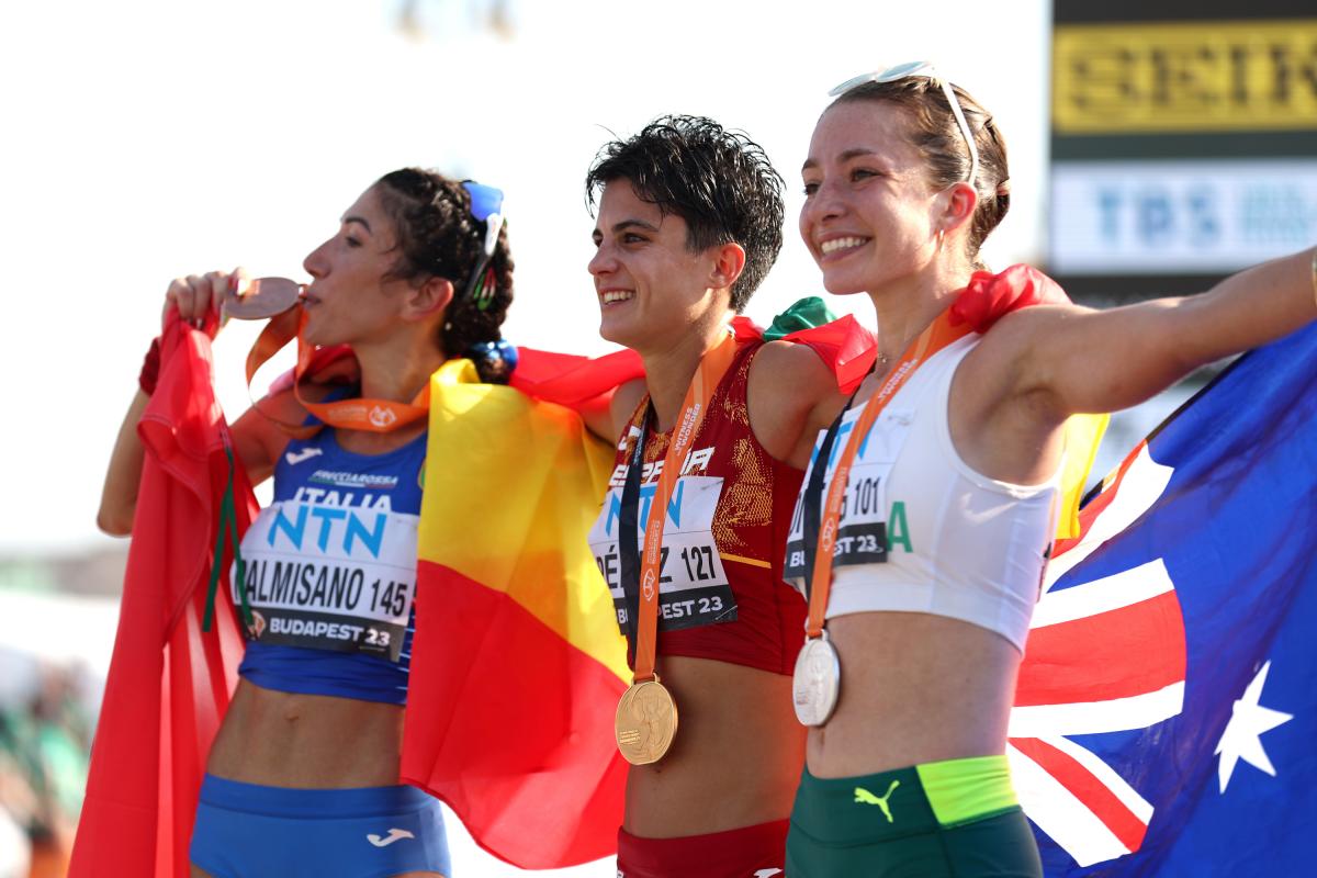 María Pérez, oro en los mundiales de 20 kilómetros marcha.