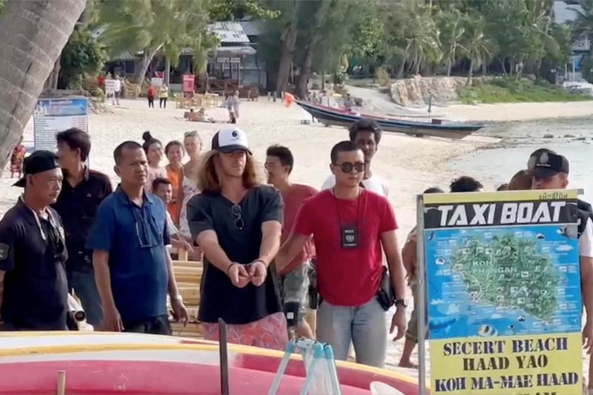 Daniel Sancho, fotografiado al ser arrestado en Tailandia el 7 de agosto de 2023.