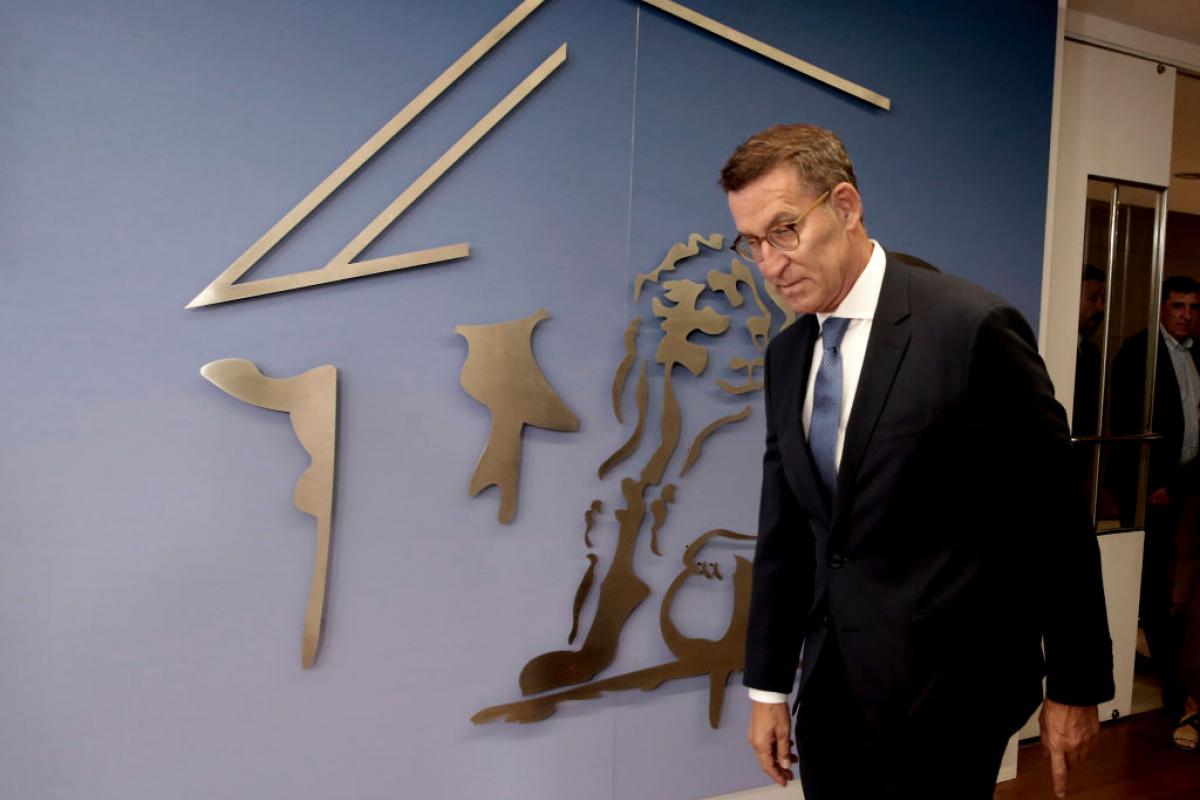 El candidato a la presidencia, Alberto Núñez Feijóo, el 23 de agosto de 2023 en el Congreso de los Diputados.