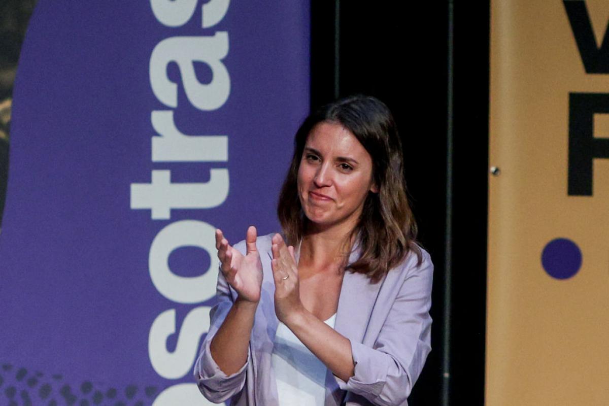 La ministra de Igualdad, Irene Montero, durante un acto de Podemos en el Círculo de Bellas Artes de Madrid el 17 de septiembre de 2023.