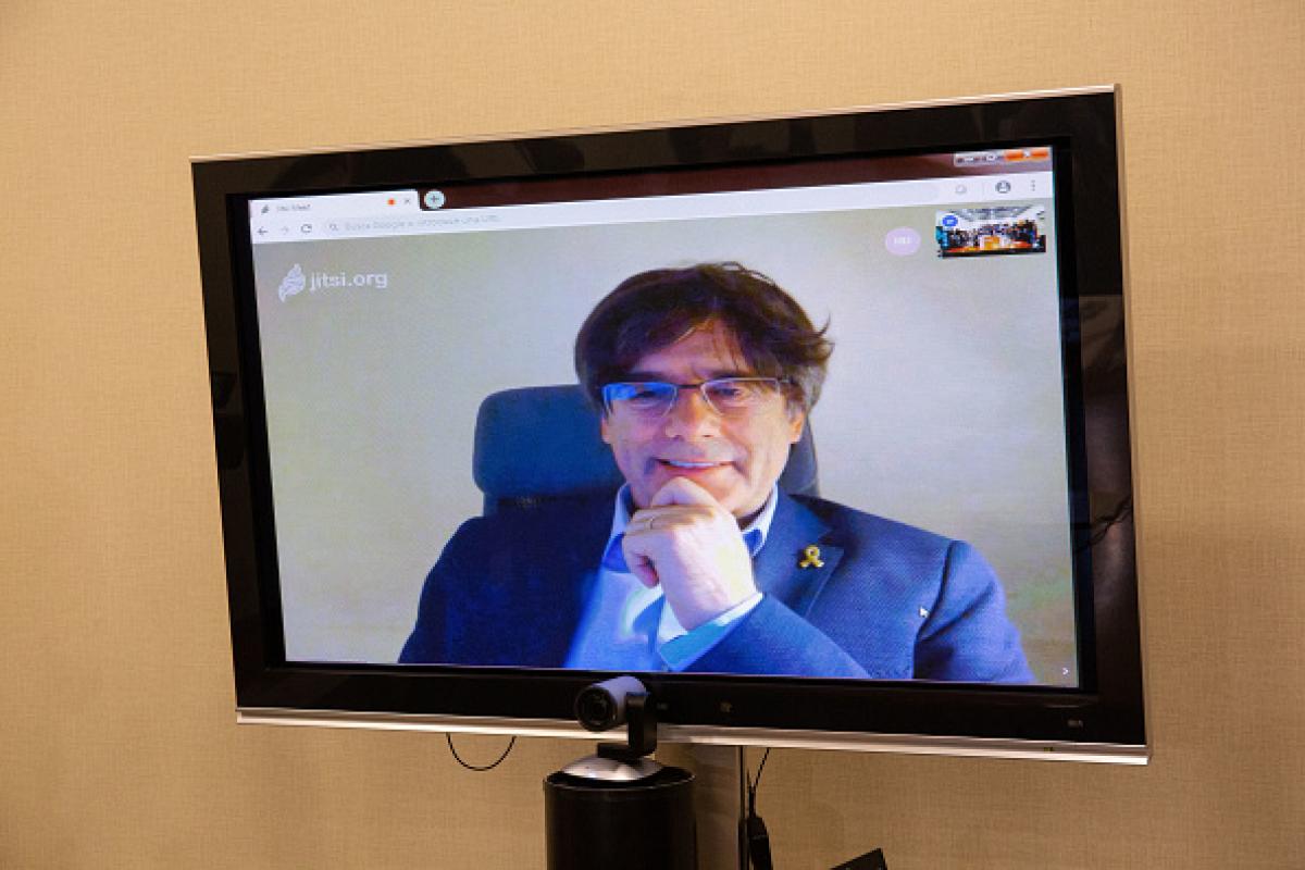 Imagen de archivo de una video conferencia del expresident Carles Puigdemont.
