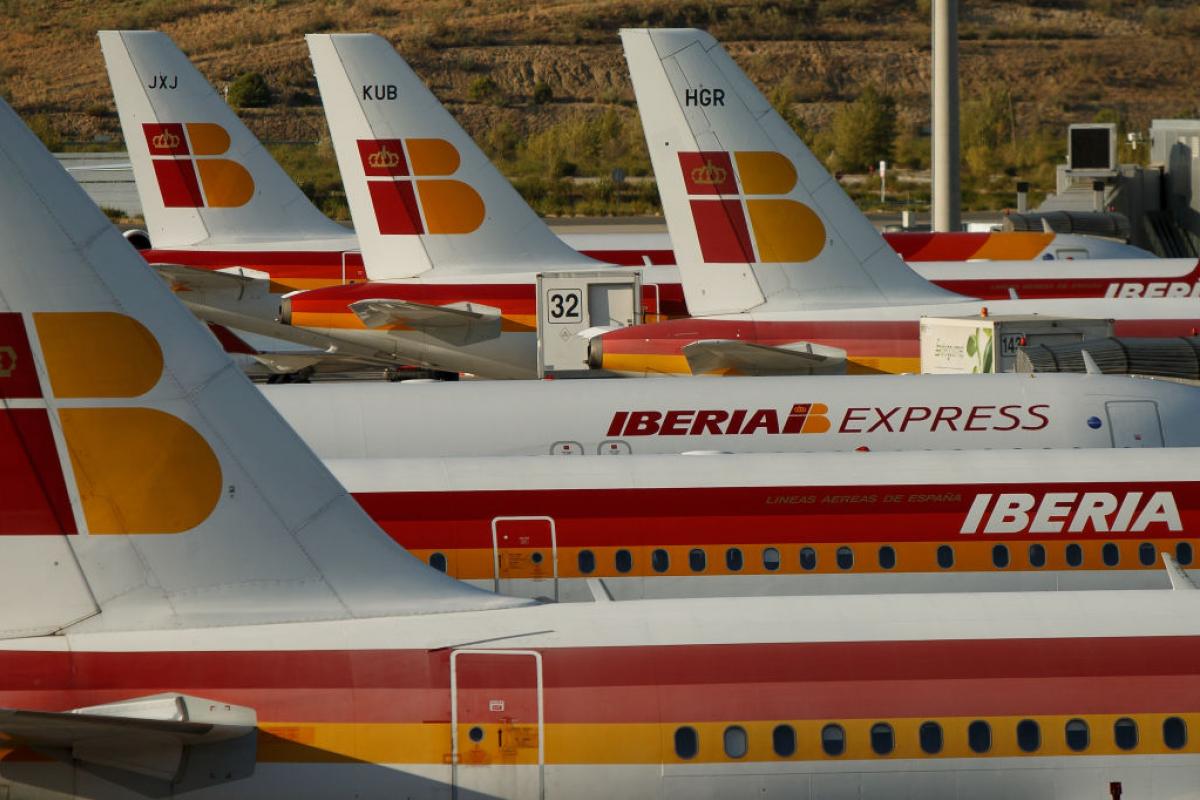 Aviones de Iberia en el aeropuerto Adolfo Suarez Madrid Barajas.
