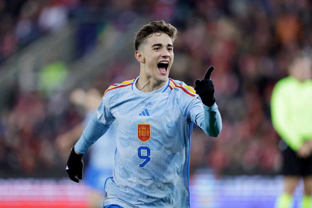 Gavi celebrando el único tanto del partido ante Noruega.